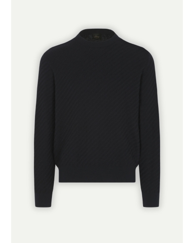 Brioni - Round neck cotton silk and cashmere - Navy