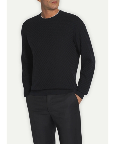 Brioni - Round neck cotton silk and cashmere - Navy