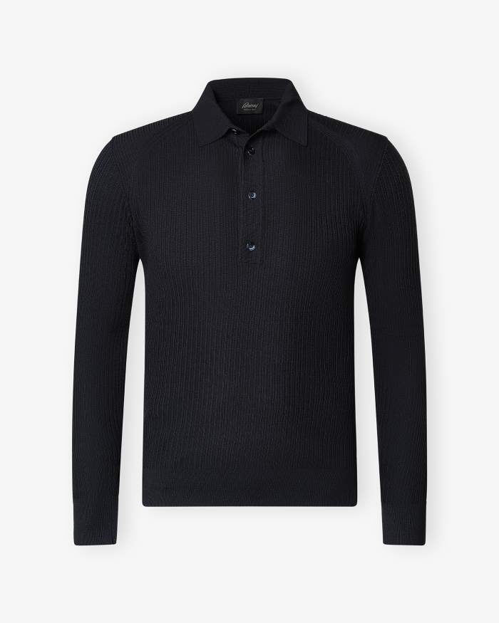 BRIONI Brioni - Polo long sleeve fine wool - Navy