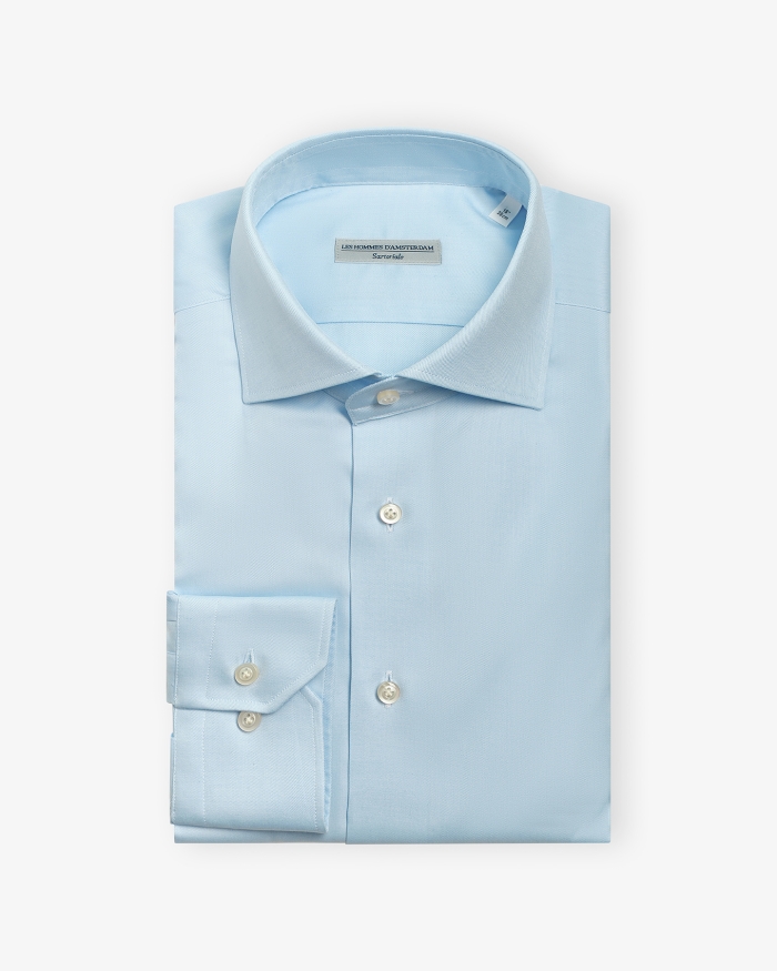 LES HOMMES D'AMSTERDAM LHDA x Albini - Shirt cotton natural stretch - Light blue