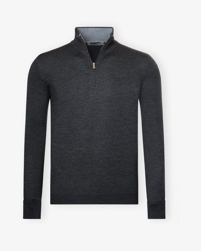 LES HOMMES D'AMSTERDAM LHDA - Half zip virgin wool - Grey