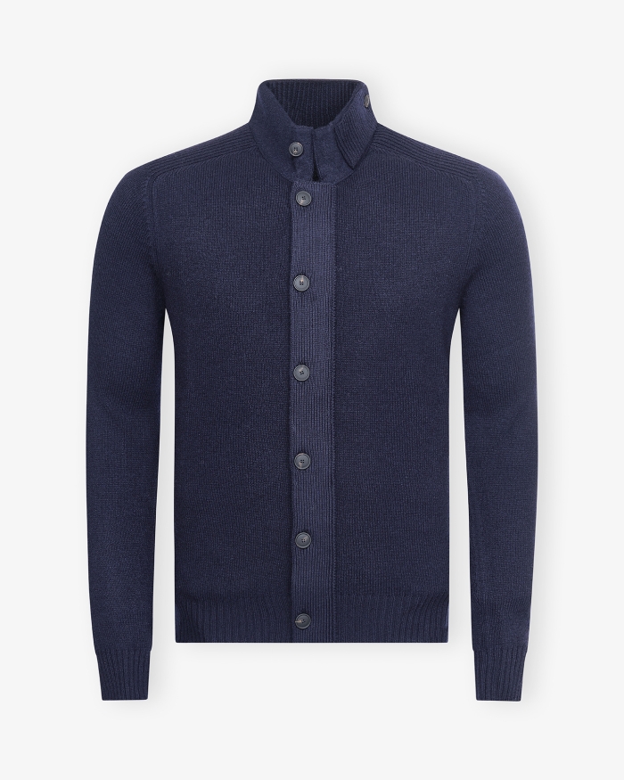 LES HOMMES D'AMSTERDAM LHDA - Vest virgin wool with zipper and buttons - Navy