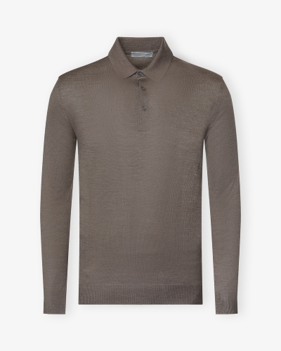 LHDA - Polo long sleeve wool silk - Light brown