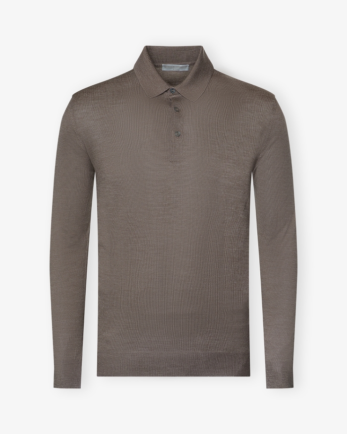 LES HOMMES D'AMSTERDAM LHDA - Polo long sleeve wool silk - Light brown