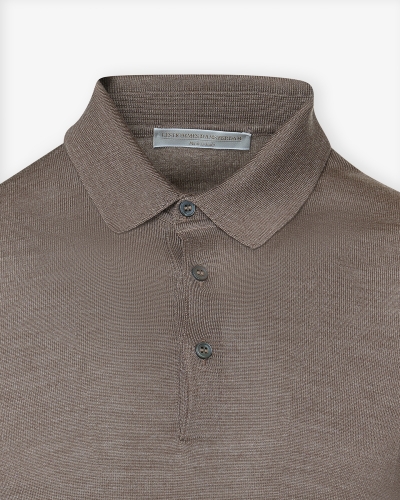 LHDA - Polo long sleeve wool silk - Light brown