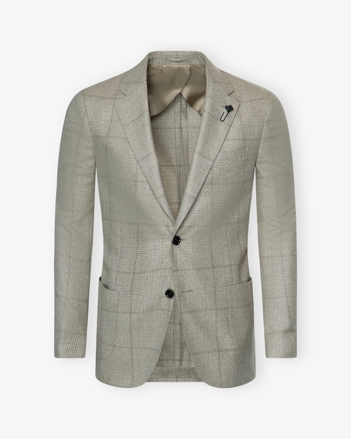 LARDINI Lardini x Loro Piana cashmere - Check jacket - Taupe