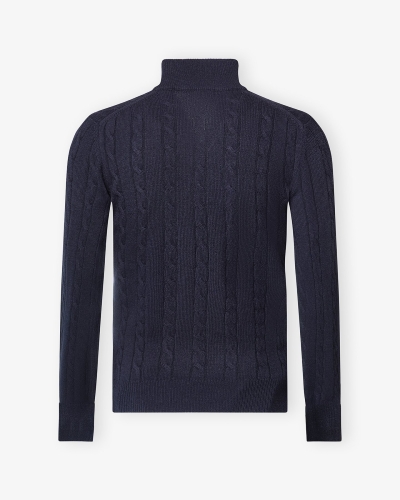 Doriani Cashmere - Half zip cable cashmere - Navy