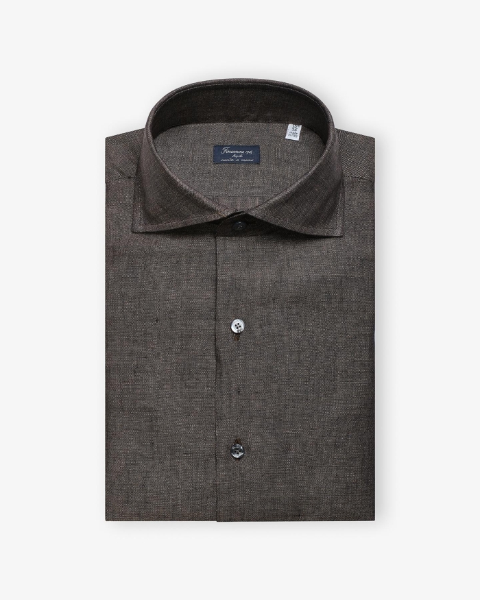 FINAMORE Finamore - Shirt Eduardo Napoli - Linen - Brown