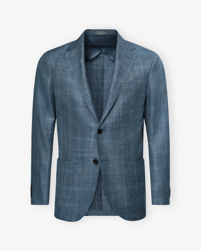 CORNELIANI Corneliani - Check jacket Sartorial - wool silk linen - Blue