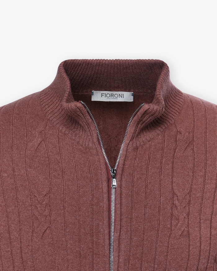 FIORONI Fioroni - Full zip cashmere - Terracotta